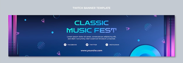 Vettore gratuito banner di contrazione del festival musicale colorato sfumato