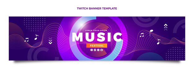 Gradient colorful music festival twitch banner