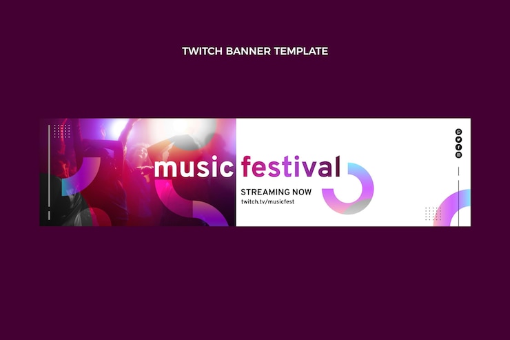 Free Vector gradient colorful music festival twitch banner