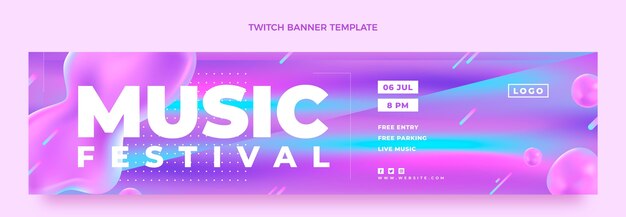 Gradient colorful music festival twitch banner