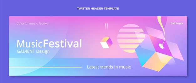グラデーションカラフルな音楽祭のツイッターヘッダー