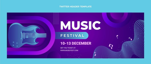 Gradient colorful music festival twitter header