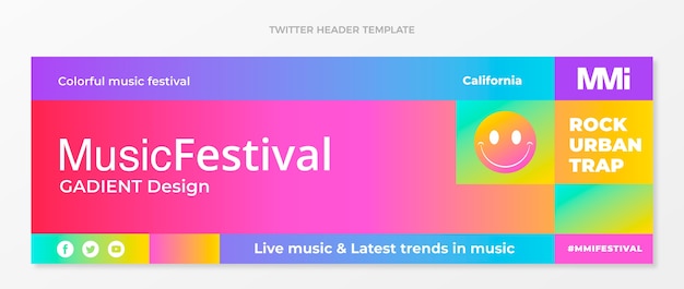 Gradient colorful music festival twitter header