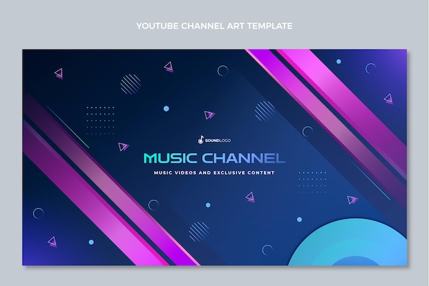 Gradient colorful music festival youtube channel art