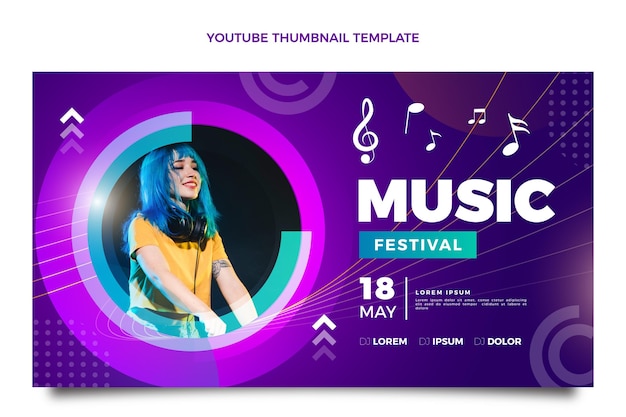 Градиент красочный музыкальный фестиваль YouTube эскиз