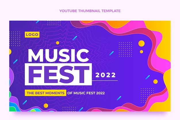 無料ベクター グラデーションカラフルな音楽祭のyoutubeサムネイル