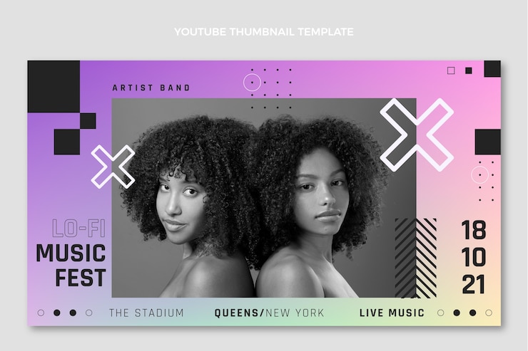 Free Vector gradient colorful music festival youtube thumbnail