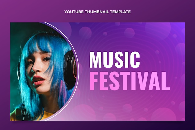 無料ベクター グラデーションカラフル音楽祭youtubeサムネイル