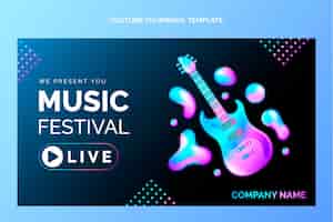 Free vector gradient colorful music festival youtube thumbnail