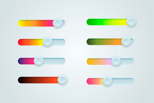 Free vector gradient colorful sliders collection