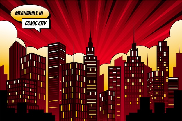 Free vector gradient comic book city background