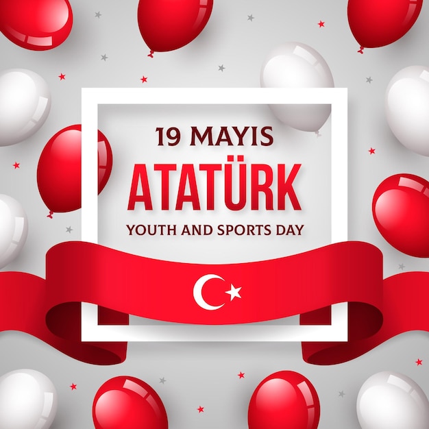 Commemorazione gradiente di ataturk, illustrazione della giornata della gioventù e dello sport