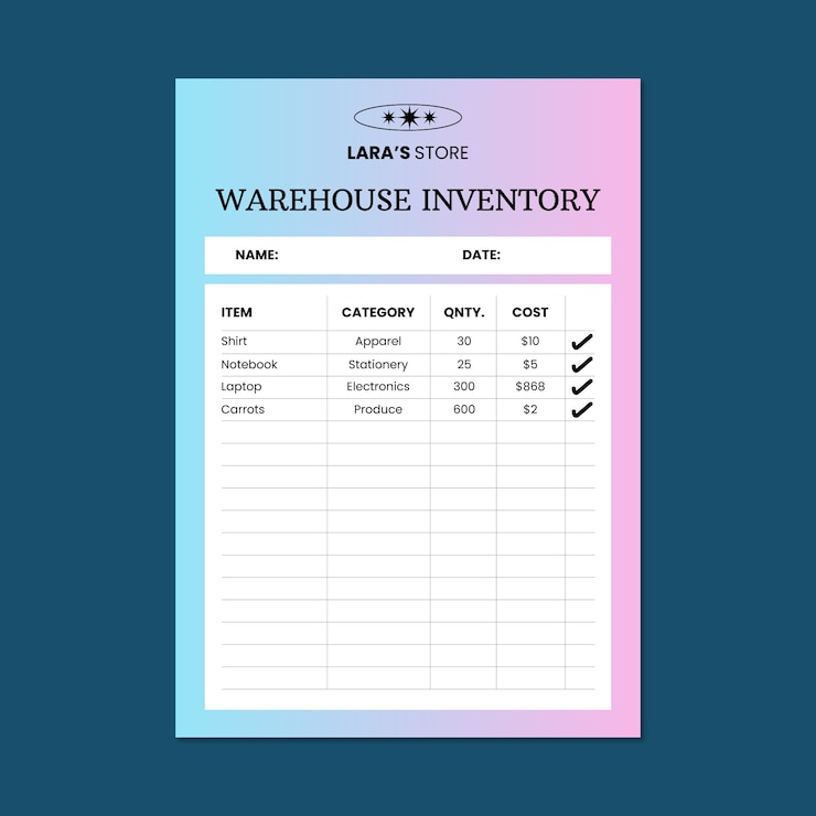 Free Vector gradient company warehouse inventory checklist