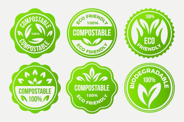 Free vector gradient compostable labels and stamps