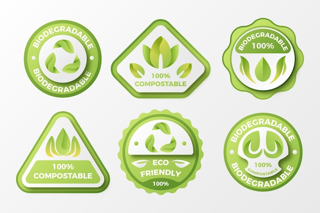 Free vector gradient compostable labels and stamps