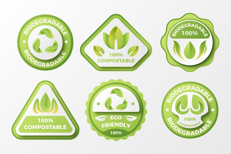 Free Vector gradient compostable labels and stamps
