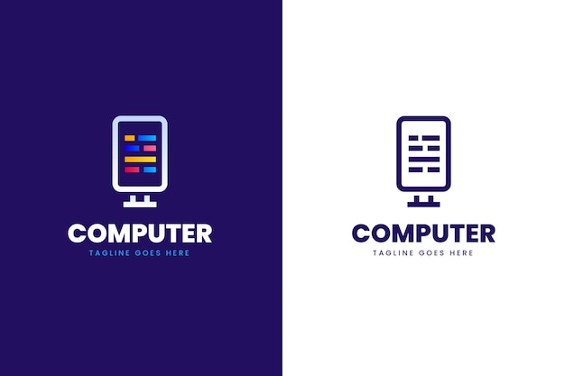 グラデーションコンピューターのロゴのテンプレート