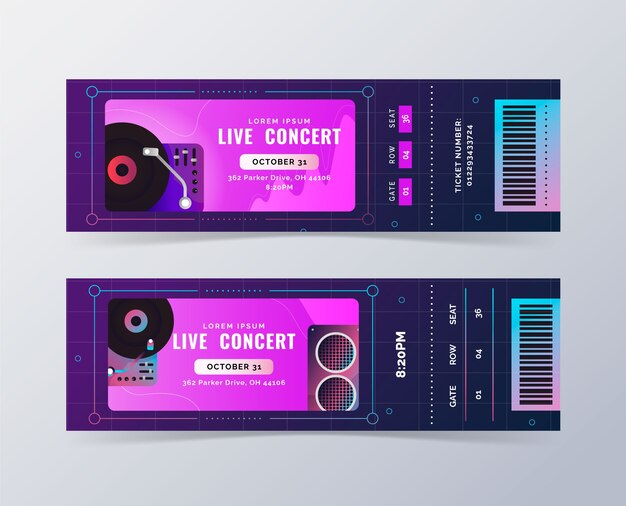 Gradient concert ticket template