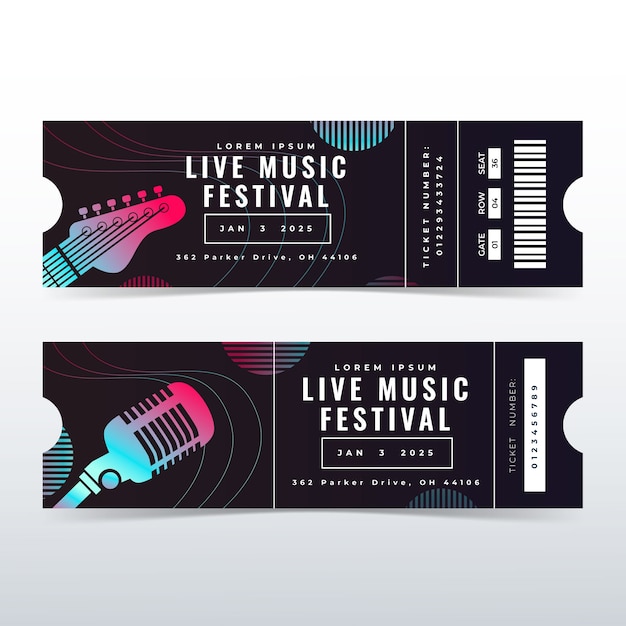 Free vector gradient concert ticket template