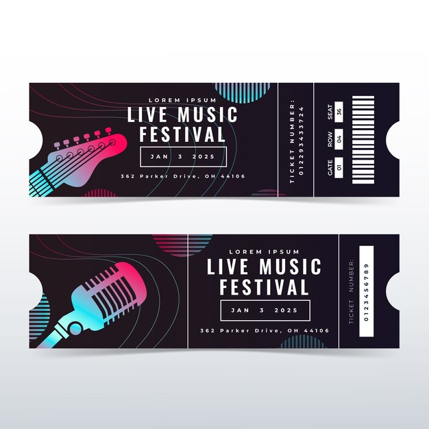 Gradient concert ticket template