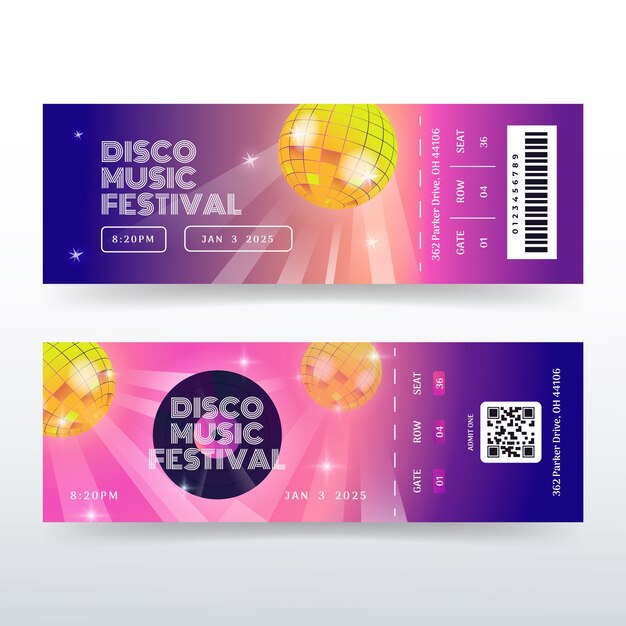 Gradient concert ticket template