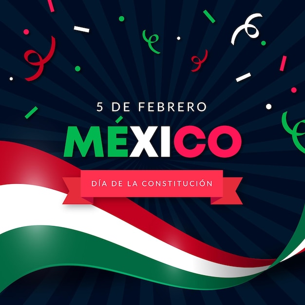 Free vector gradient constitution day wallpaper with mexican flag