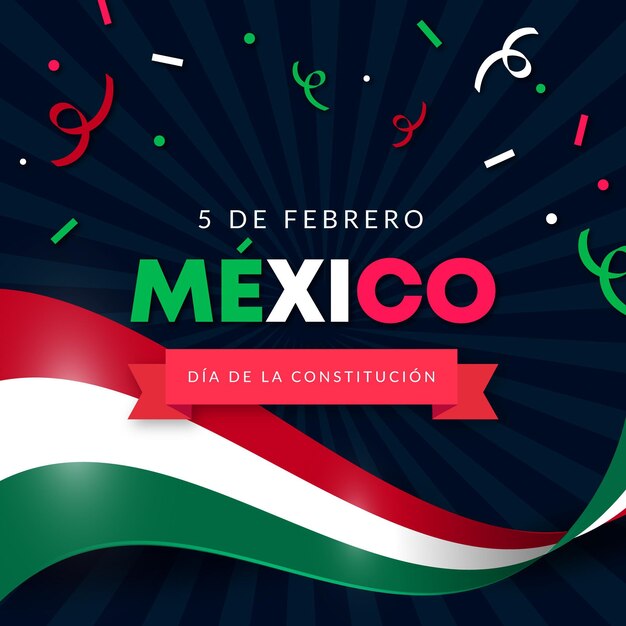 Gradient constitution day wallpaper with mexican flag