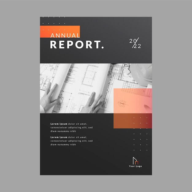 Free vector gradient construction annual report template