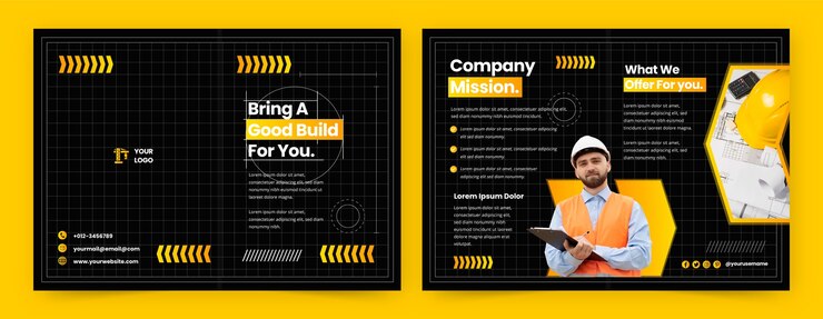 Free Vector gradient construction brochure template