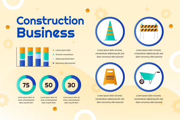 Gradient construction infographic template