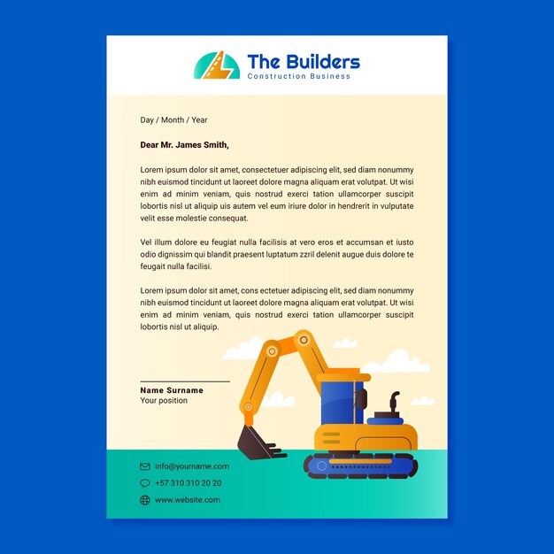 Free vector gradient construction letterhead template