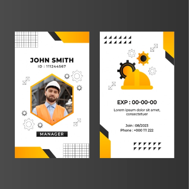 Gradient construction project id card