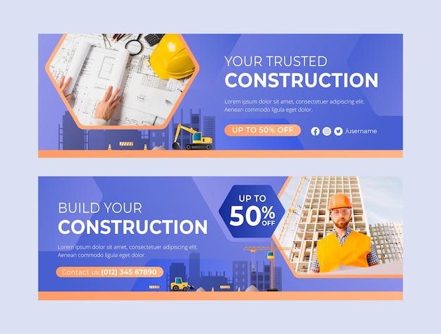 Gradient construction project sale banner