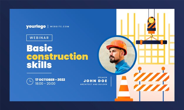 Free vector gradient construction webinar template