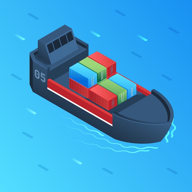 Free vector gradient container ship illustration