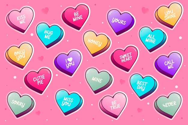 Free vector gradient conversation hearts collection