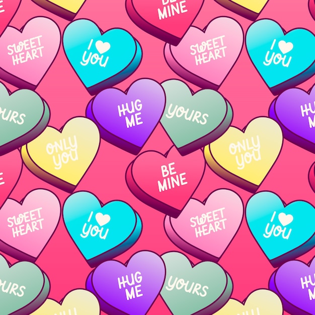 Gradient conversation hearts pattern illustration