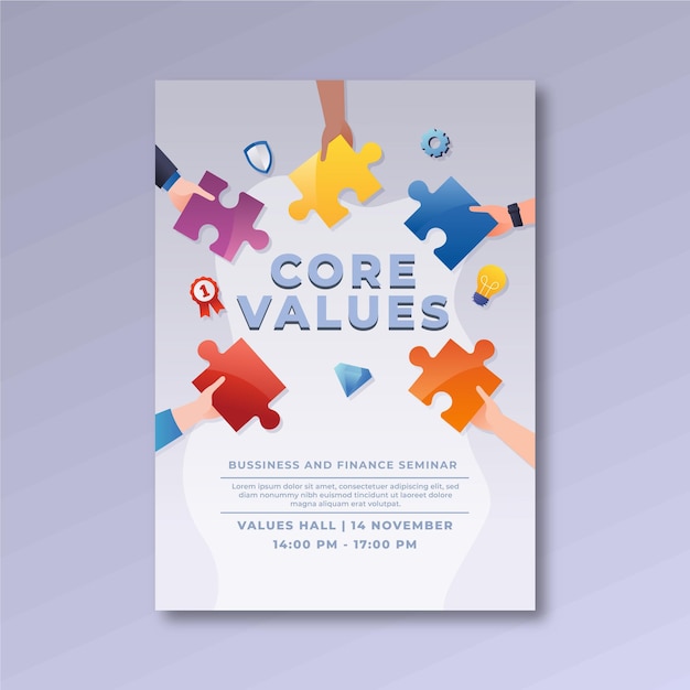 Gradient core values flyer template