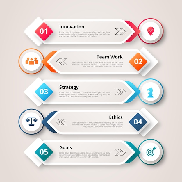 Gradient core values infographics