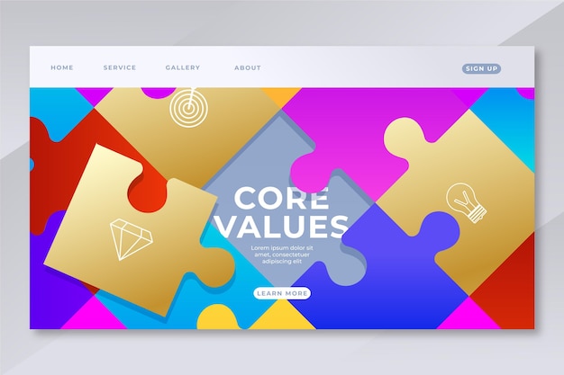 無料ベクター グラデーションコアバリューランディングページ
