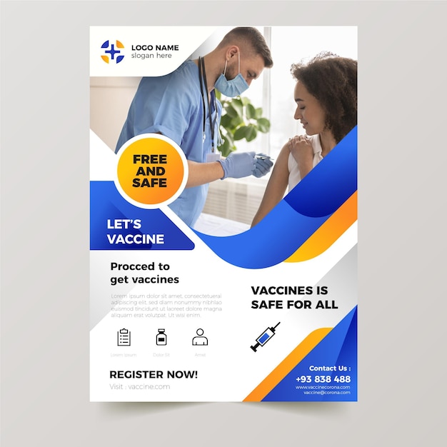 Gradient coronavirus vaccination flyer template