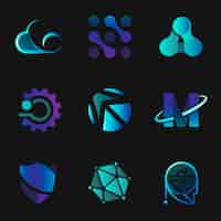 Free vector gradient corporate technology  futuristic icon set