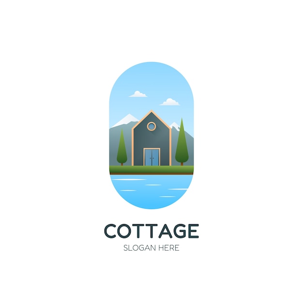 Gradient cottage logo template