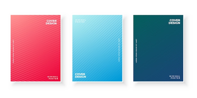 Free vector gradient cover collection with line pattern