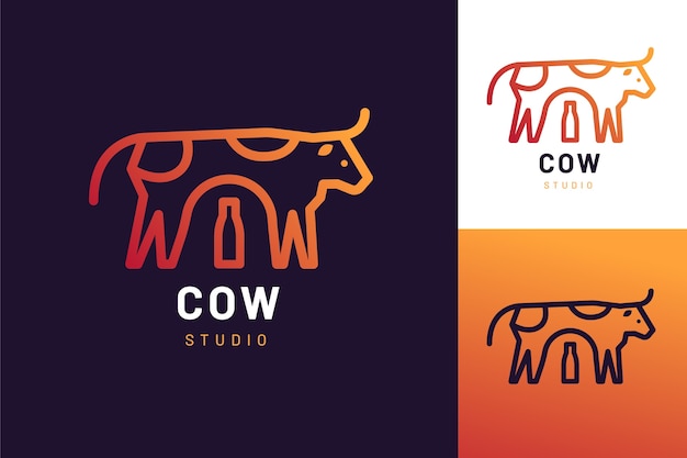 グラデーション牛のロゴデザイン