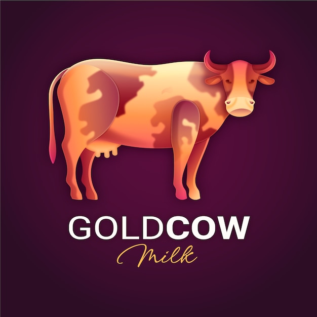 Градиентный дизайн логотипа коровы