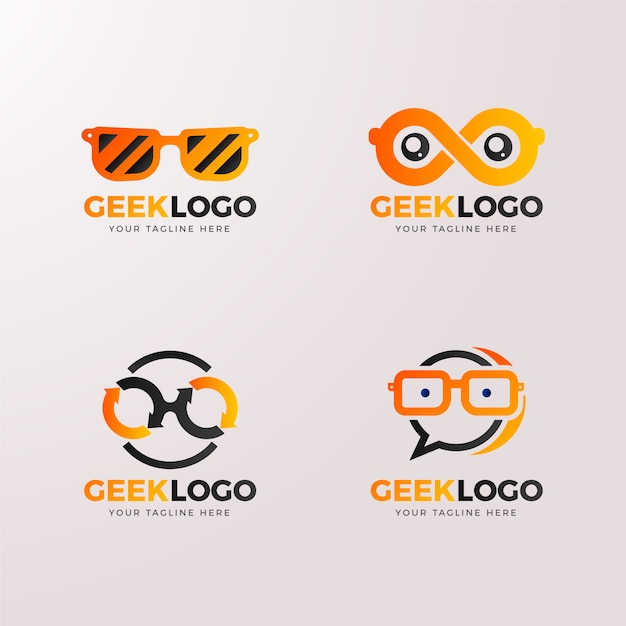 Vettore gratuito modello di logo nerd creativo sfumato