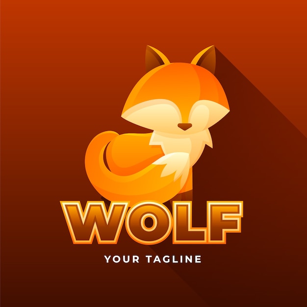Бесплатное векторное изображение Шаблон логотипа градиентный креативный волчья стая
