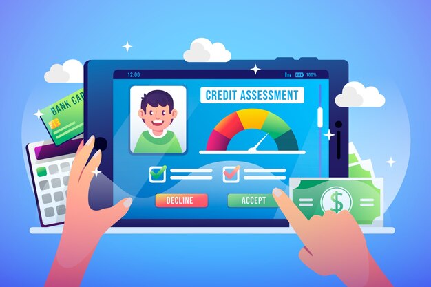 Free vector gradient credit assessment concept