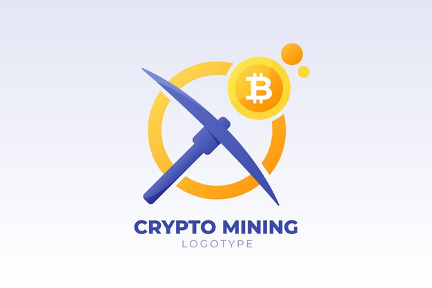 Gradient crypto mining logo template